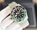 Replica Rolex Left-Handed GMT Master ii Sprite Black w/ Green Bezel Stainless Steel Watch 